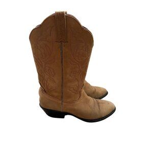 Roadwolf  Sz 7M Tan Western Roper Cowboy Boots Leather Western Embroidered